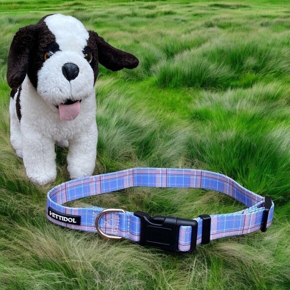 NWOT New Pettidol Dog Pet Collar w/Quick Release Buckle Lilac/Pink Plaid Pattern - Picture 3 of 5